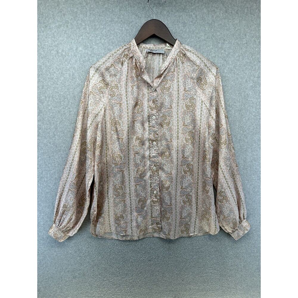 Evan Picone Womens Blouse Size Medium Approx See Measurements Light Pink Silky
